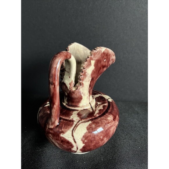 Vintage Mexican Dripware Pottery Sawtooth Miniature Pitcher Oaxaca Mexico - Picture 4 of 11